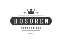A black and white logo of hosoren corporation