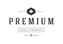 A black and white image of the word premium.