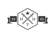 A black and white logo of the h & t company.