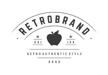 A black and white image of the logo for retrobrand.
