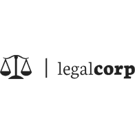A black and white image of the legalcorp logo.